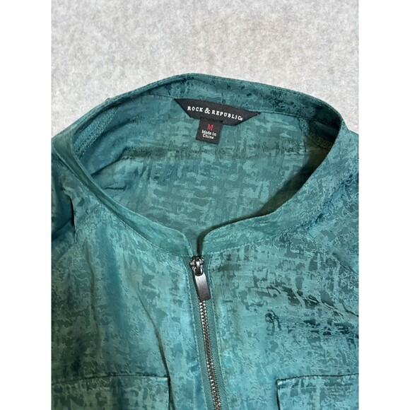 ROCK & REPUBLIC Womens‎ Size Medium Emerald Green Zip Long Sleeve 80s Retro - Picture 4 of 13